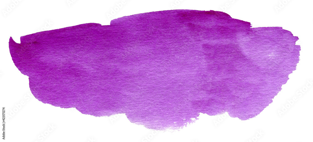 Purple watercolor art hand paint on white background isolated,brush texture for text or logo