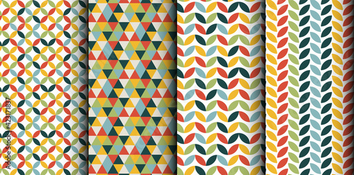 Four various retro pattern with abstract geometry shapes