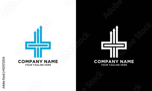 Medical cross finance logo vector.
