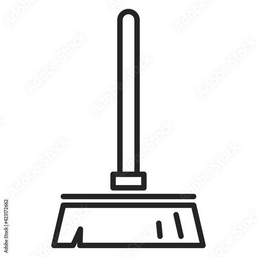 Broom vector isolated icon. Simple outlined symbol of a domestic cleaning tool. Household appliance, floor sweeping equipment.