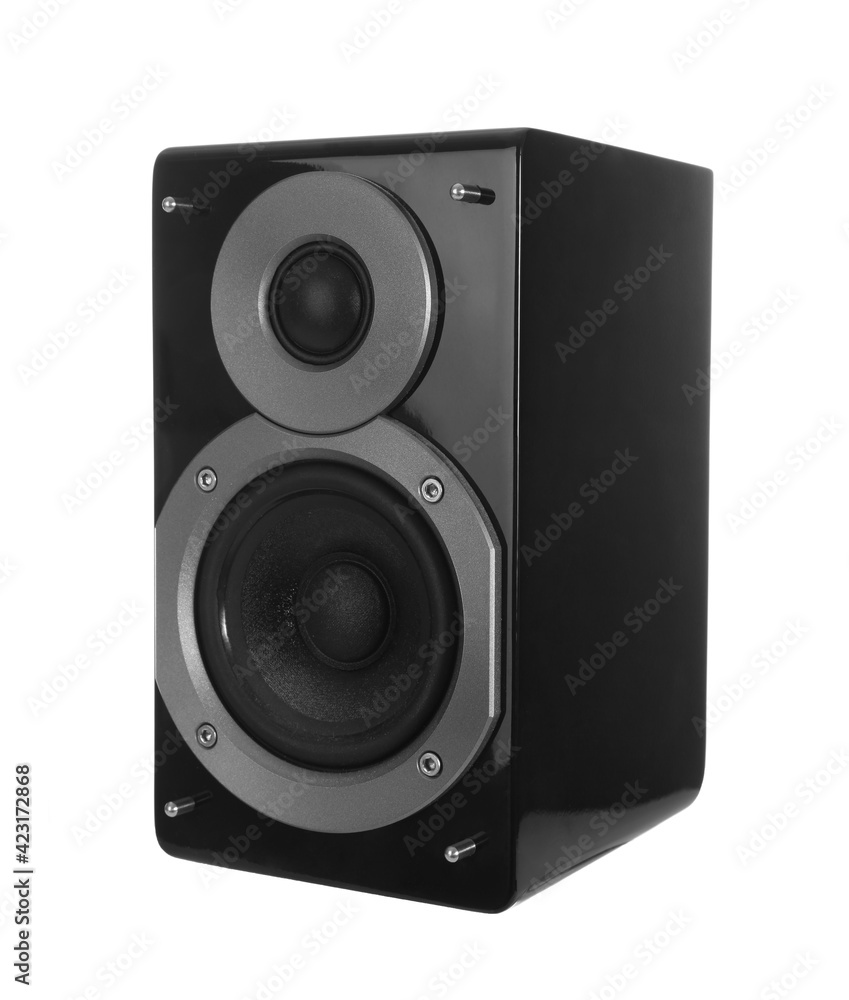 Modern powerful audio speaker isolated on white Modern powerful audio speaker isolated on white
