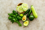 Vitamin green vegetables diet. Raw vegetarian food