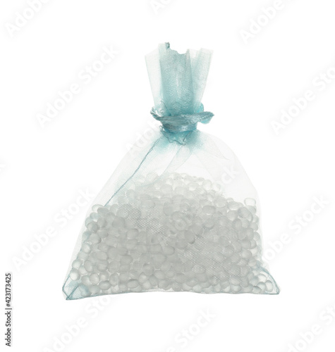 Scented sachet with aroma beads isolated on white