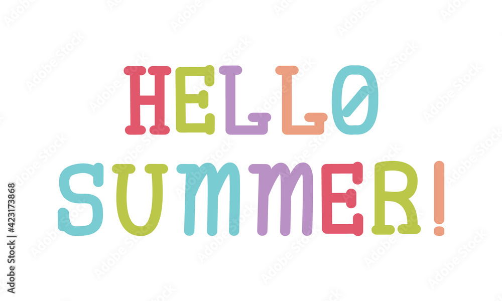 Hello Summer simple hand drawn vector lettering. Quote design postcards, posters, banners, t shirts