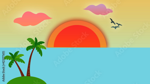 tropical island with palm trees