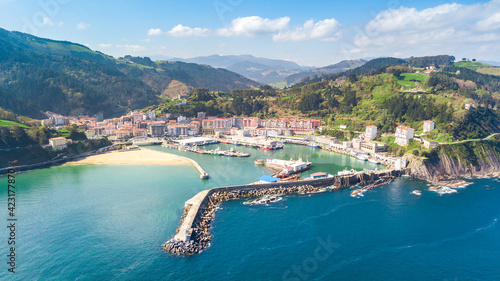 aerial view of ondarroa fishing town, Spain