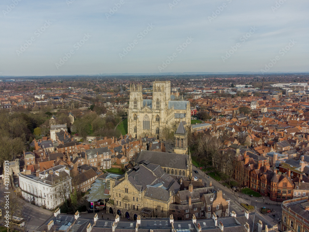 York city centre and York Minster aerial view the historic city in Yorkshire, northern England