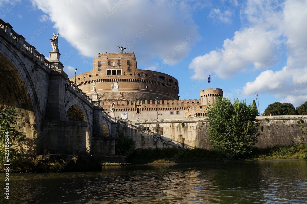 The bridge of Victor Emmanuel the Second and Saint Angel Castle in Rome