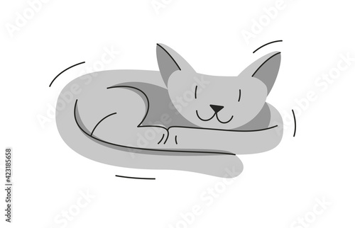 Cute cat sleeping vector il...