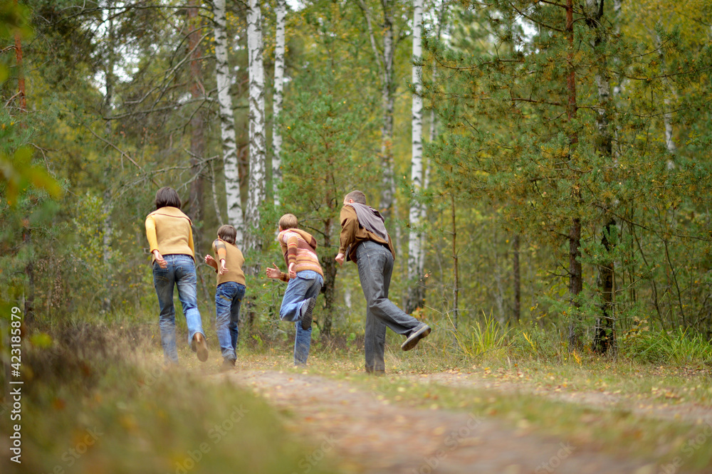 Family of four in park Family of four in park