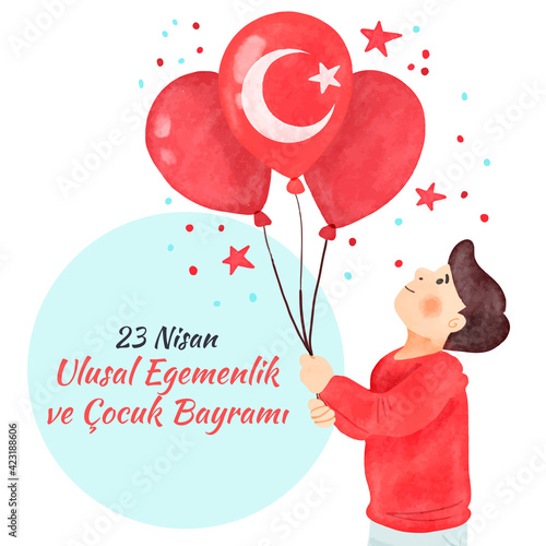 23 Nisan Ulusal Egemenlik ve Cocuk Bayrami. April 23 National Sovereignty and Children's Day. Eps10 vector illustration.