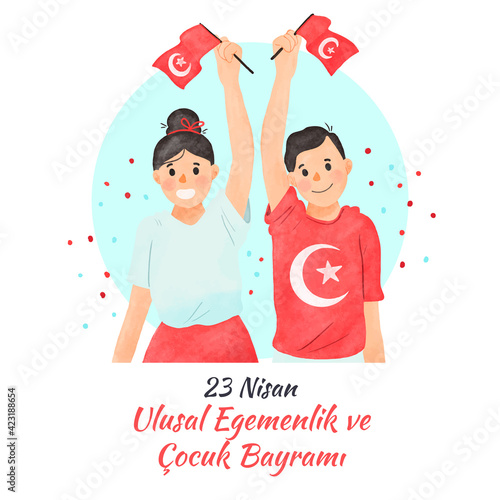 23 Nisan Ulusal Egemenlik ve Cocuk Bayrami. April 23 National Sovereignty and Children's Day. Eps10 vector illustration.