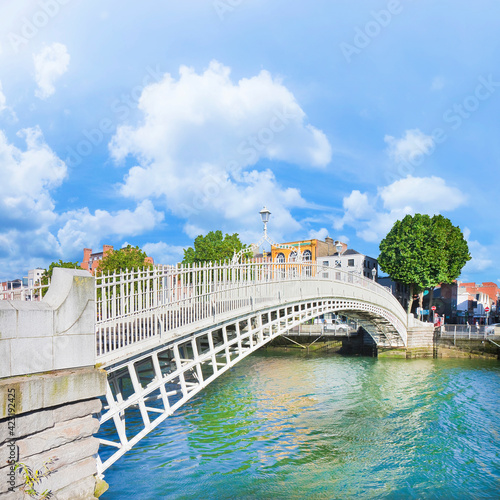Photography The most famous bridge in Dublin called Half penny bridge (Europe - Ireland)