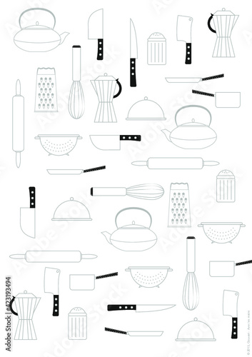 Ustensiles de cuisine - collection - pattern