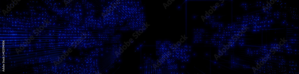 Futuristic, Blue Digital Grid background. Network Tech Wallpaper Banner. 3D Render Futuristic, Blue Digital Grid background. Network Tech Wallpaper Banner. 3D Render