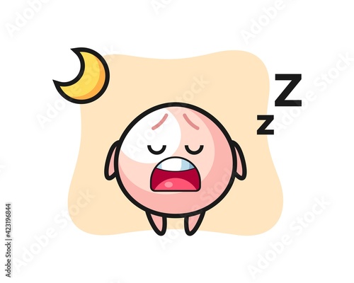 meat bun character illustration sleeping at night