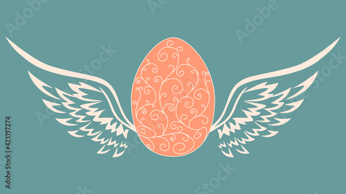 Easter egg with wings. Easter. Vector illustration.