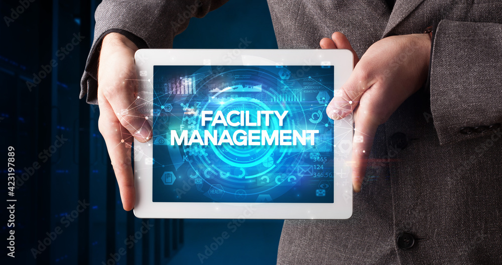Person holding tablet, business concept Person holding tablet, business concept