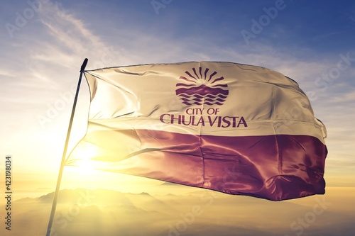Chula Vista of California of United States flag waving on the top photo