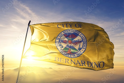 San Bernardino of California of United States flag waving on the top photo