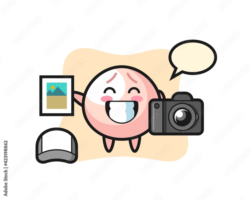 Character Illustration of meat bun as a photographer Character Illustration of meat bun as a photographer