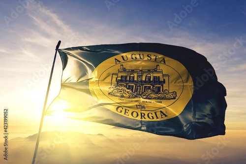 Augusta of Georgia of United States flag waving on the top photo
