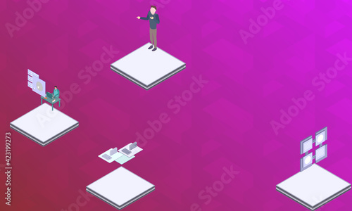 Anticipatory socialization concept on abstract design