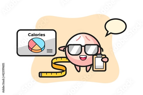 Illustration of meat bun mascot as a dietitian