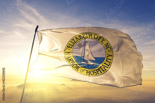 Elizabeth City of North Carolina of United States flag waving on the top