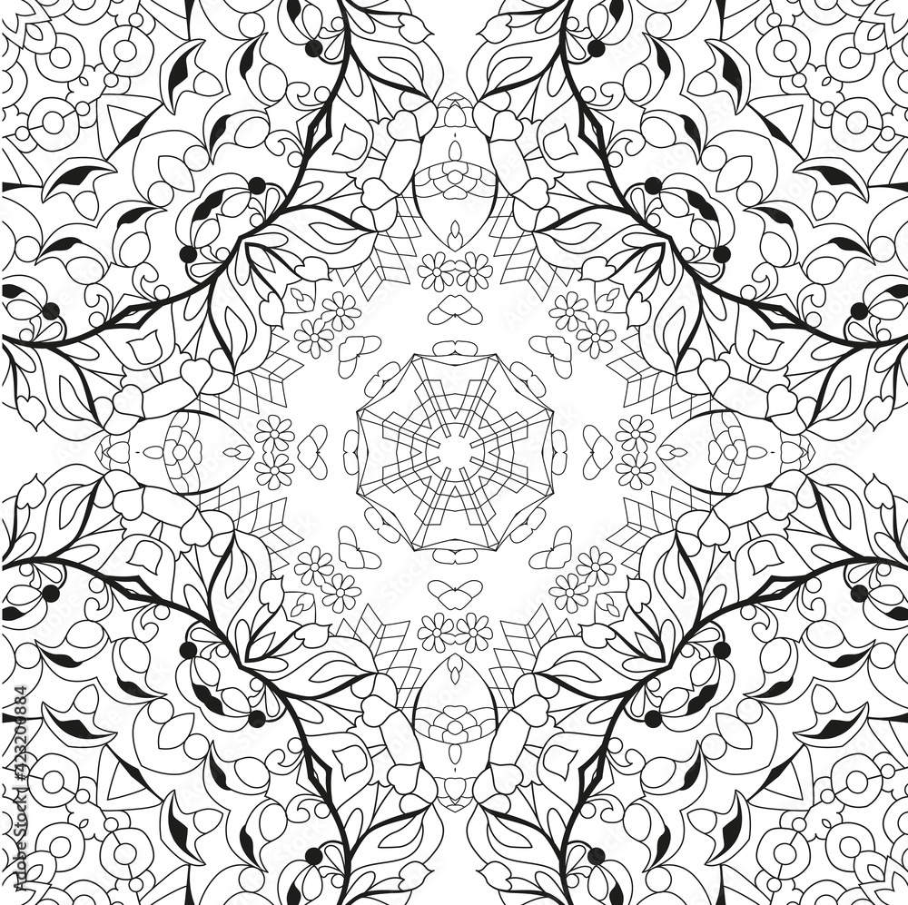 Fototapeta premium Hand drawn zentangle seamless pattern for coloring page.
