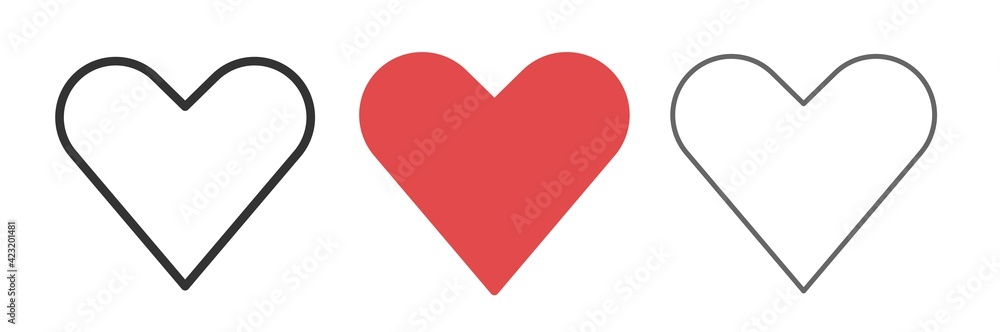 Heart icon set. Live stream video, chat. Social nets red heart web buttons isolated on white background. Valentines Day. illustaration. Heart icon set. Live stream video, chat. Social nets red heart web buttons isolated on white background. Valentines Day. illustaration.