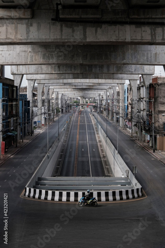 A street in Bangkok with motorcycle