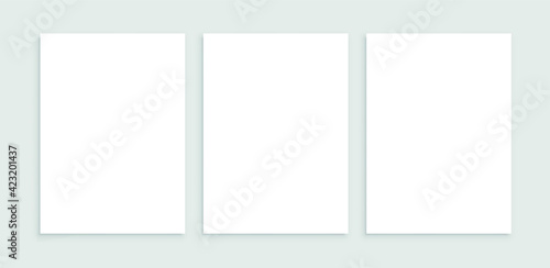 Set white papers template mockup with shadows, white mockup posters with shadow, blank paper sheets. vector