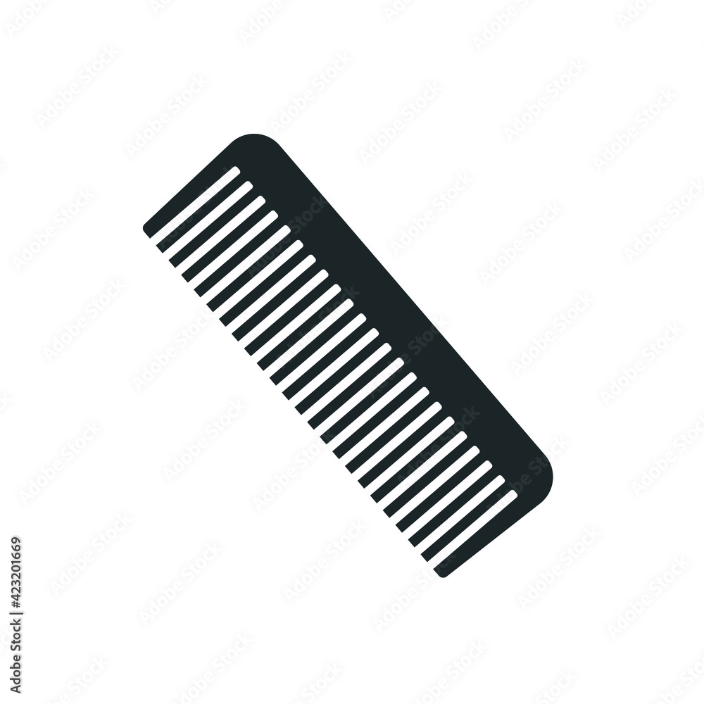 Black hair comb icon isolated on white background. Comb silhouette. Simple icon. Web site page and mobile app design vector element.