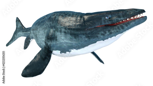 Photo 3D Rendering Mosasaur on White