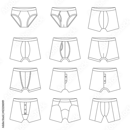 Template men underpants vector illustration flat sketch design outline