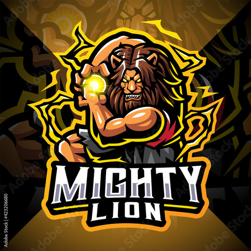 Mighty lion esport mascot logo design