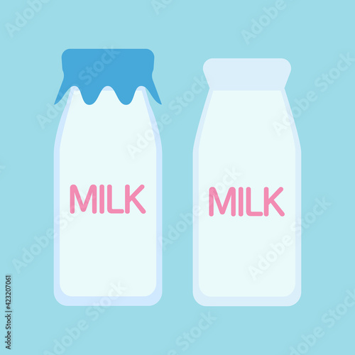 シンプルでかわいい牛乳ビンのイラスト フラットデザイン