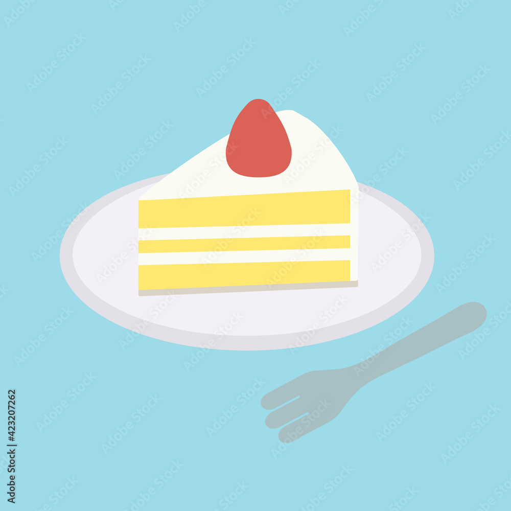 シンプルでかわいいショートケーキのイラスト フラットデザイン Vector De Stock Adobe Stock