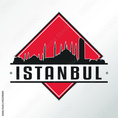 Istanbul Turkey Skyline Logo. Adventure Landscape Design. Vector Illustration Cut File.