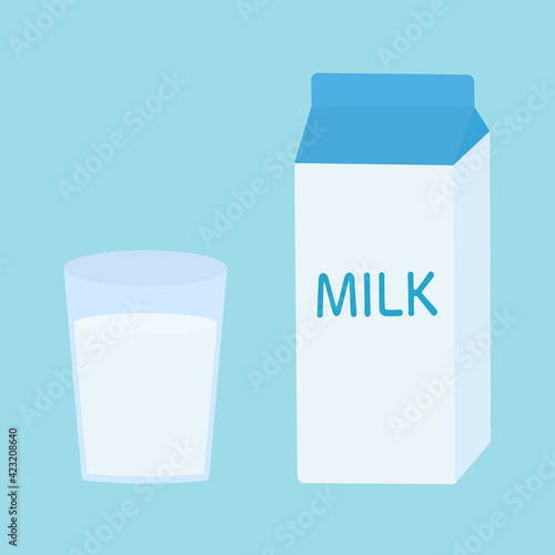 シンプルでかわいい牛乳のイラスト フラットデザイン