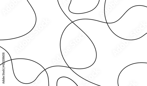 Thin line wavy abstract vector background. Curve wave seamless pattern. Line art striped graphic template. Vector illustration.