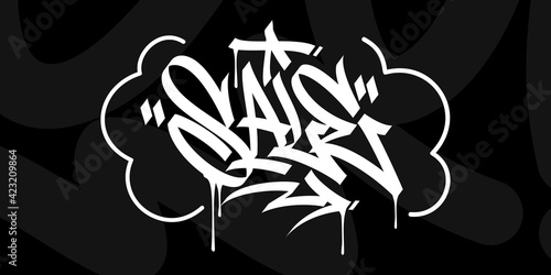 Word Sale Abstract Urban Hip Hop Hand Written Graffiti Style Vector Illustrations