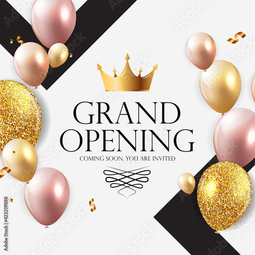 Grand Opening Luxury Invitation Banner Background. Vector Illustration
