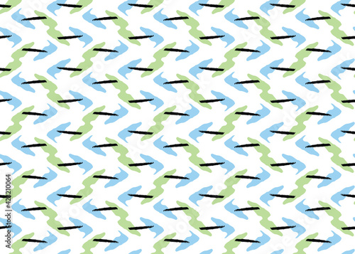 Vector texture background  seamless pattern. Hand drawn  green  blue  black  white colors.