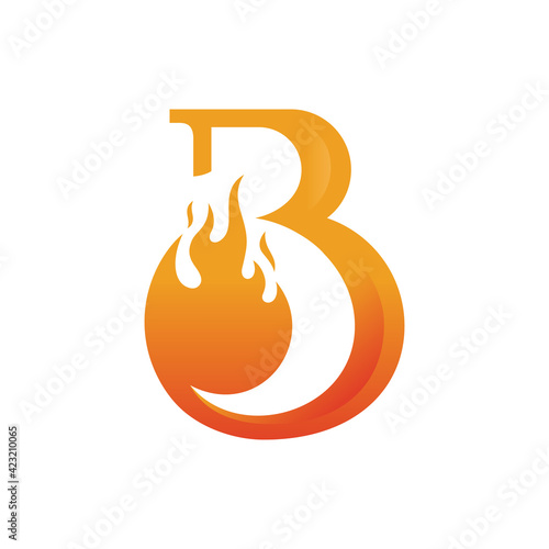 B logo design with fire logotype