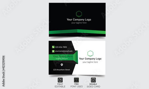 Business card Unique, Modern Business Card, visiting cards, visit card, corporate business cards green Templates Vector
