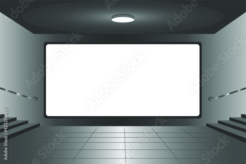 Billboard in sidewalk at the subway , for copy space text announcement advertisement and other (Horizontal)