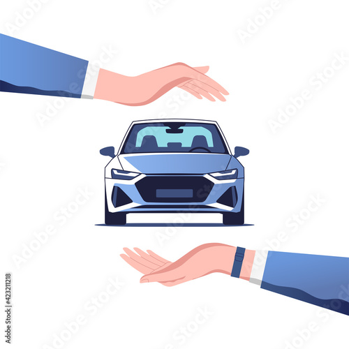 Сar insurance concept. Safety and security service. Vector illustration.