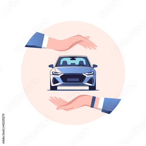 Сar insurance concept. Safety and security service. Vector illustration.